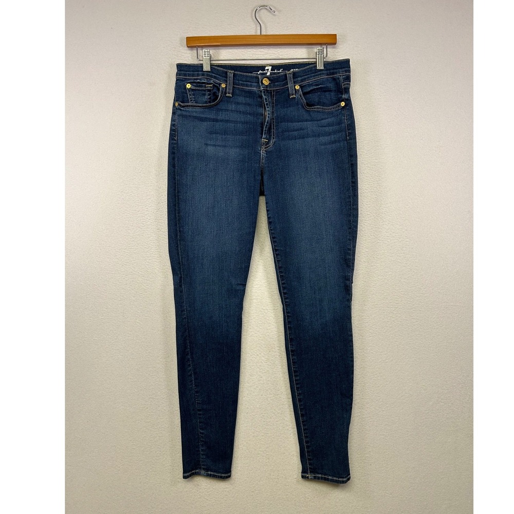 Designer 7 For All Mankind Womens 32 Blue Gwenevere Skinny Mid Rise Jeans 7488
